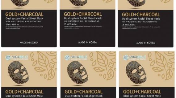 MIRABELLE GOLD AND CHARCOAL DUAL SYSTEM FACIAL SHEET MASK (PACK OF 6) - 25 ML